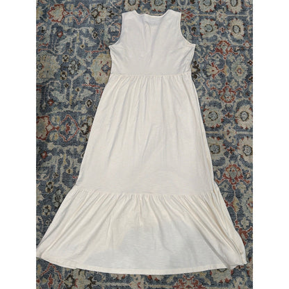 Old Navy Maxi Dress Women Medium Tall Cream Tiered Sleeveless Boho GUC4