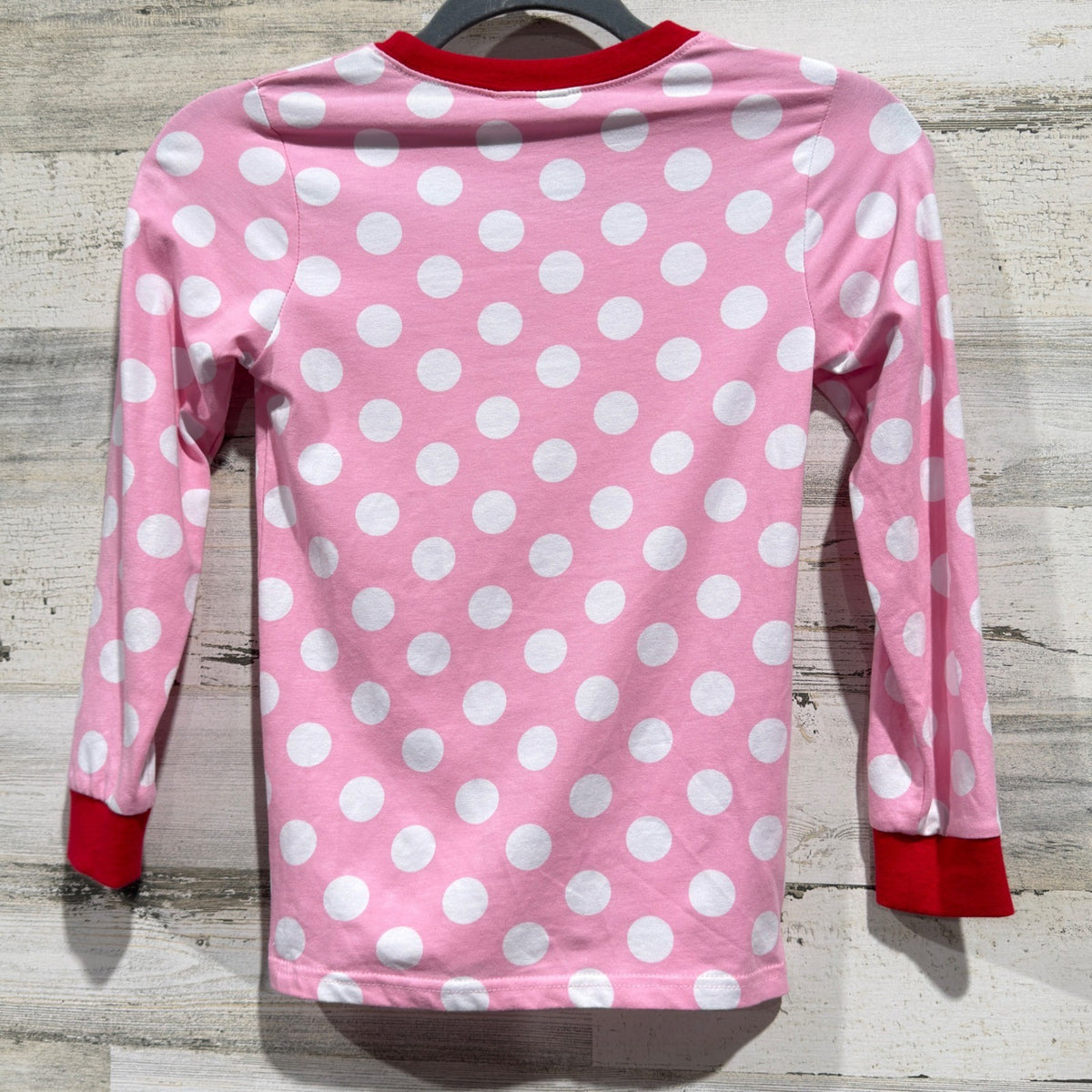 Classic Whimsy Shirt Girls 8 Pink Polka Dot Santa Applique Holiday EUC4
