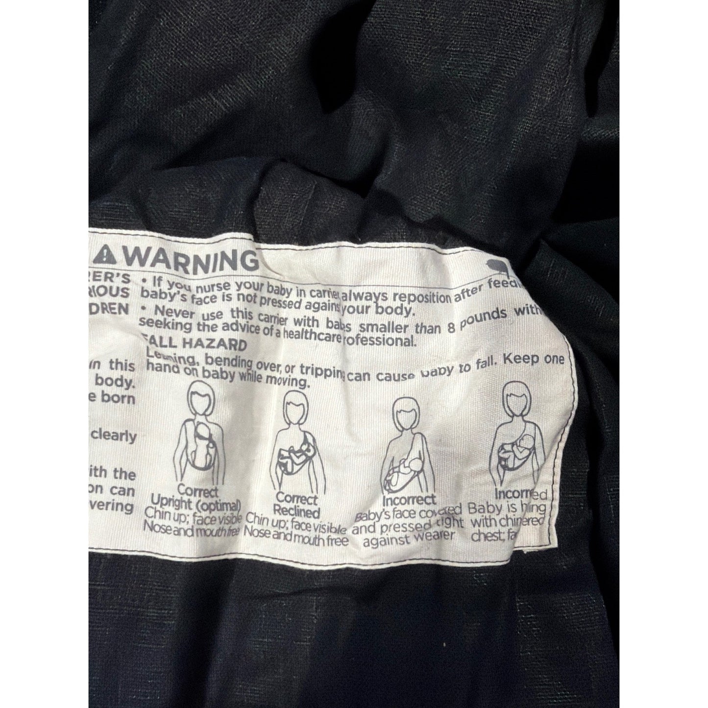 Wildbird Ring Sling Baby Carrier Kids Black Linen Gold Ring Boho EUC2