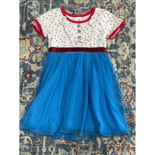 Wildflowers Tutu Dress Girls Size 6 Blue Red Polka Dot Tulle0