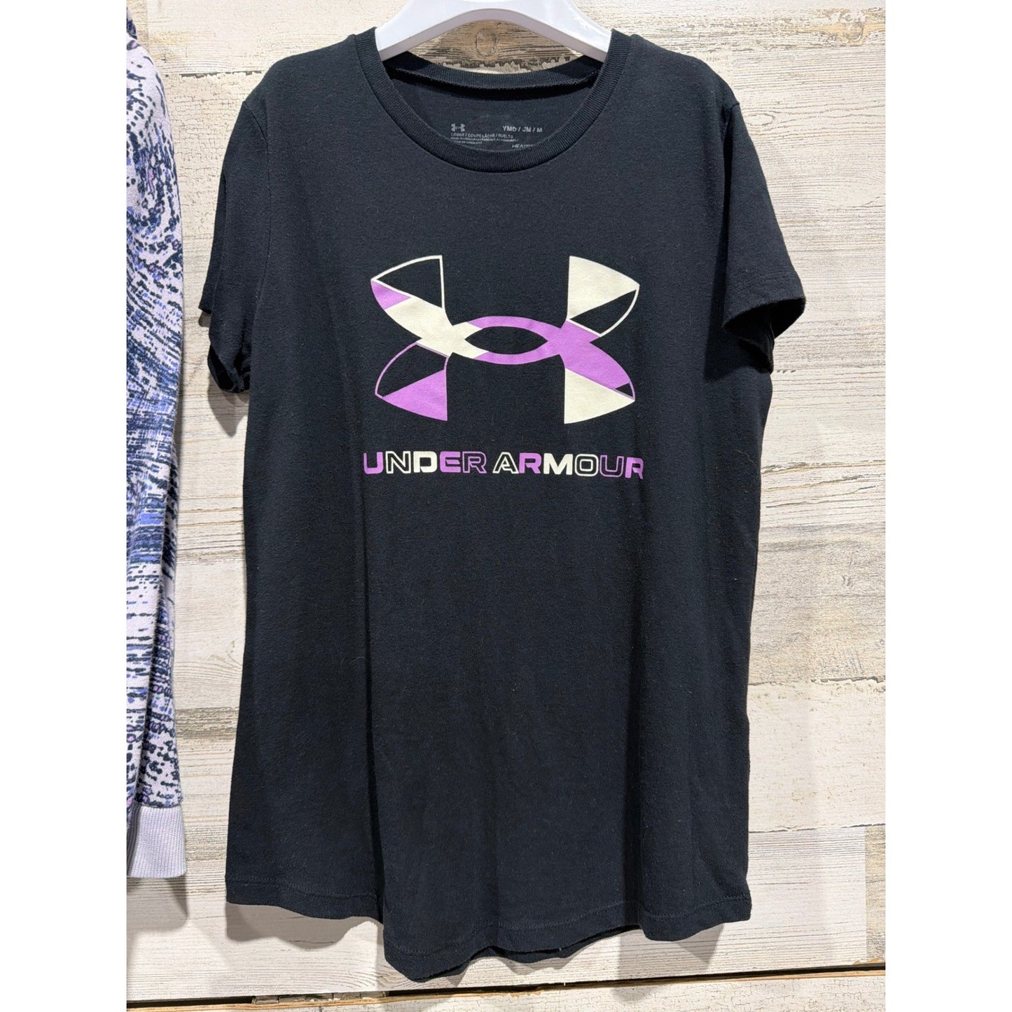 Under Armour Hoodie T-Shirt Set Girls Youth Medium Purple Black Marble2