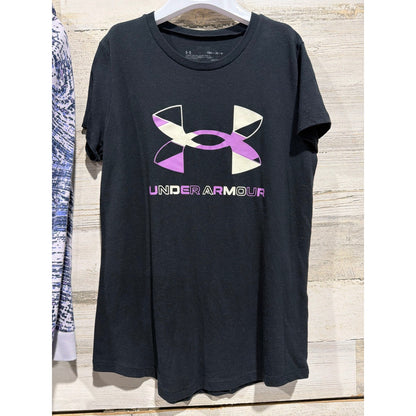 Under Armour Hoodie T-Shirt Set Girls Youth Medium Purple Black Marble2