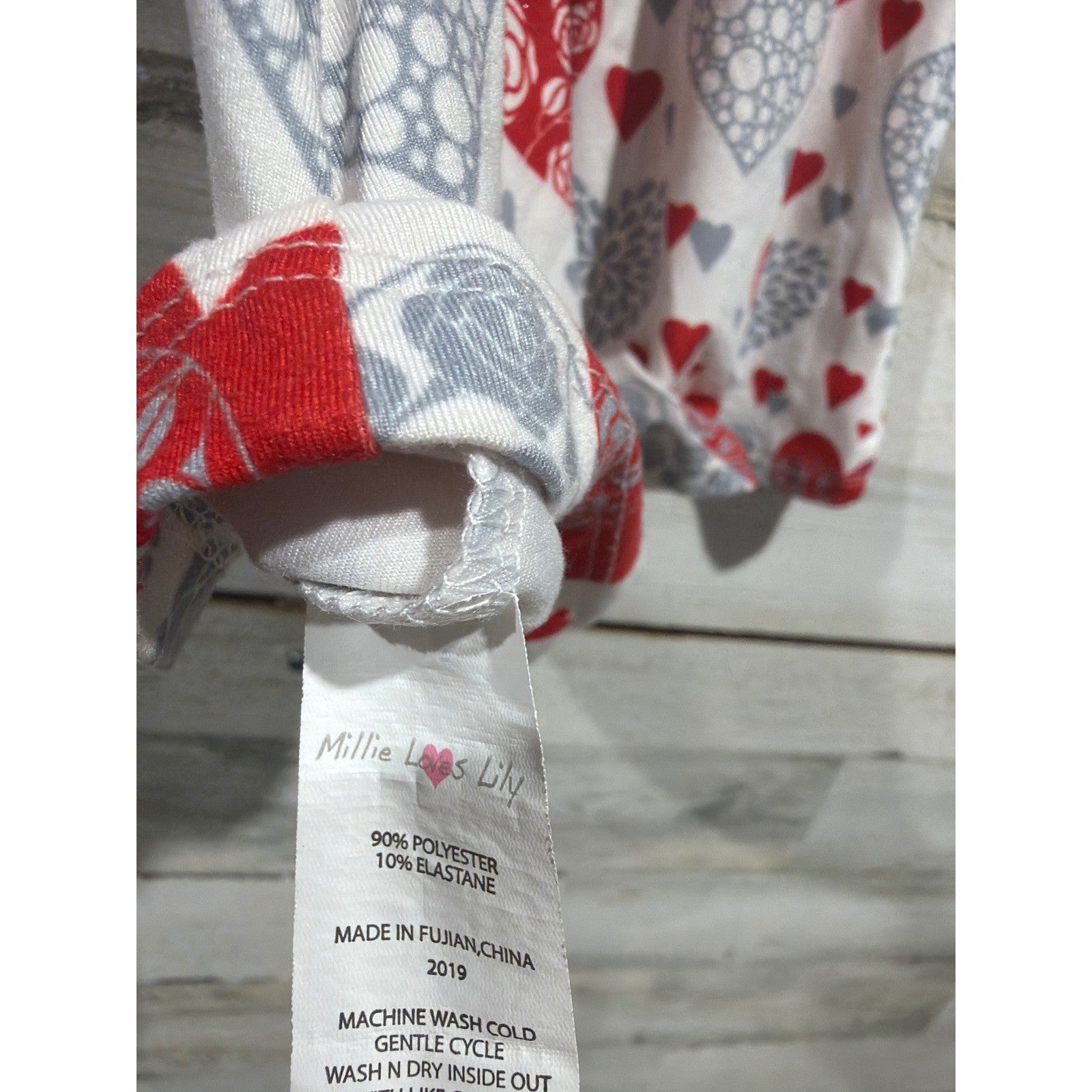 Millie Loves Lily Dress Girls 5 Red Gray Heart Stripe EUC3
