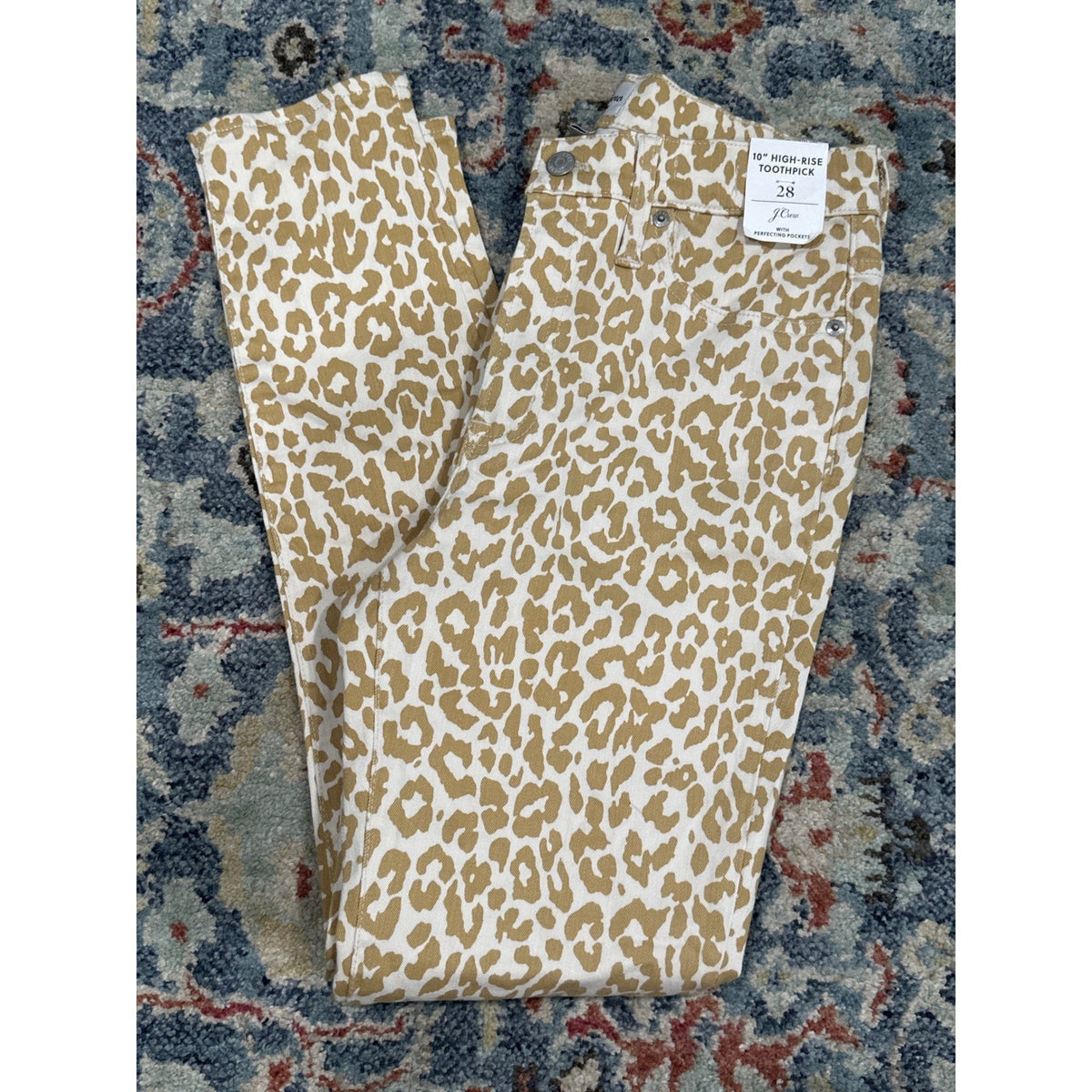 J. Crew Toothpick Jeans Women 28 Tan Leopard Print High Rise Skinny NWT0
