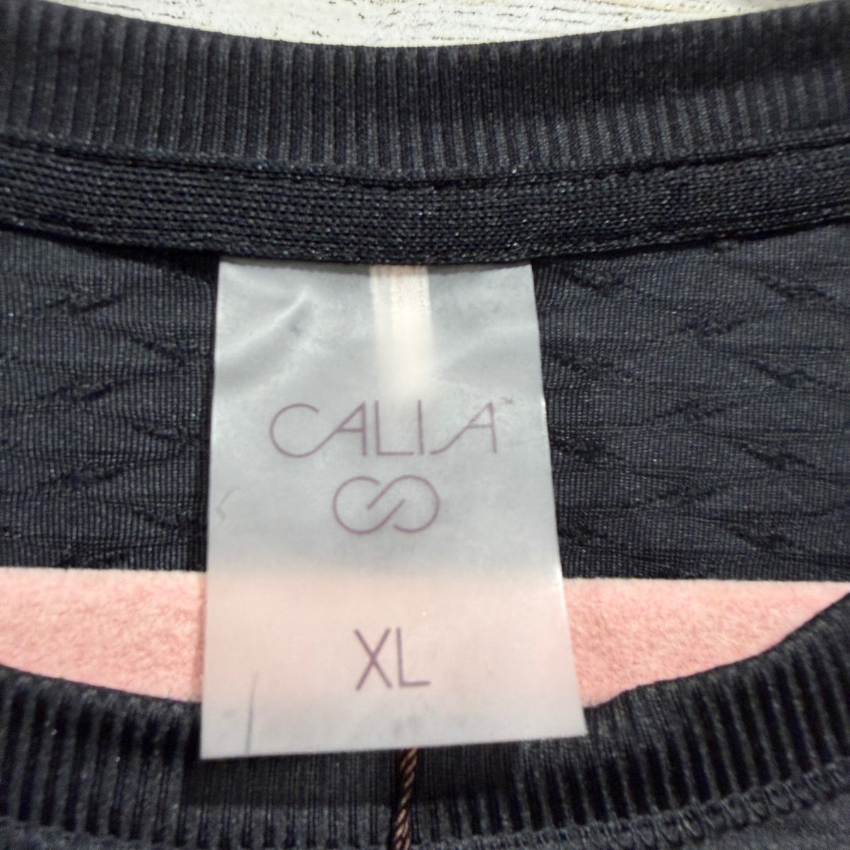 CALIA Renew Tee Women XL Pure Black Textured Wicking Activewear NWT3
