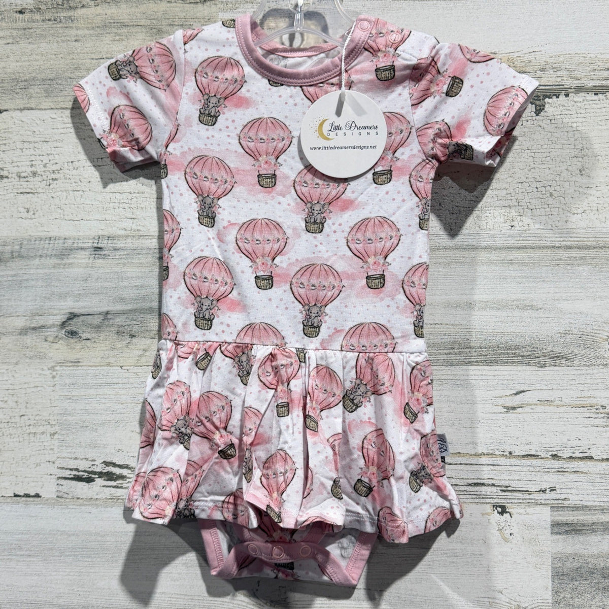 Little Dreamers Designs Romper Dress Girls 12-18M Pink Bamboo Whimsical NWT0
