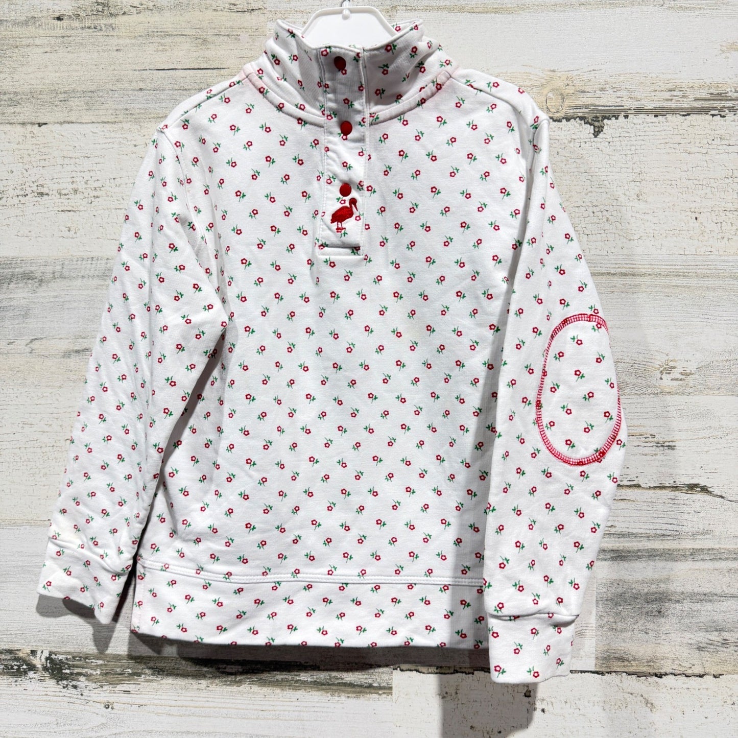 TBBC Pullover Girls 3T White Red Floral Preppy Play Condition *Flawed0