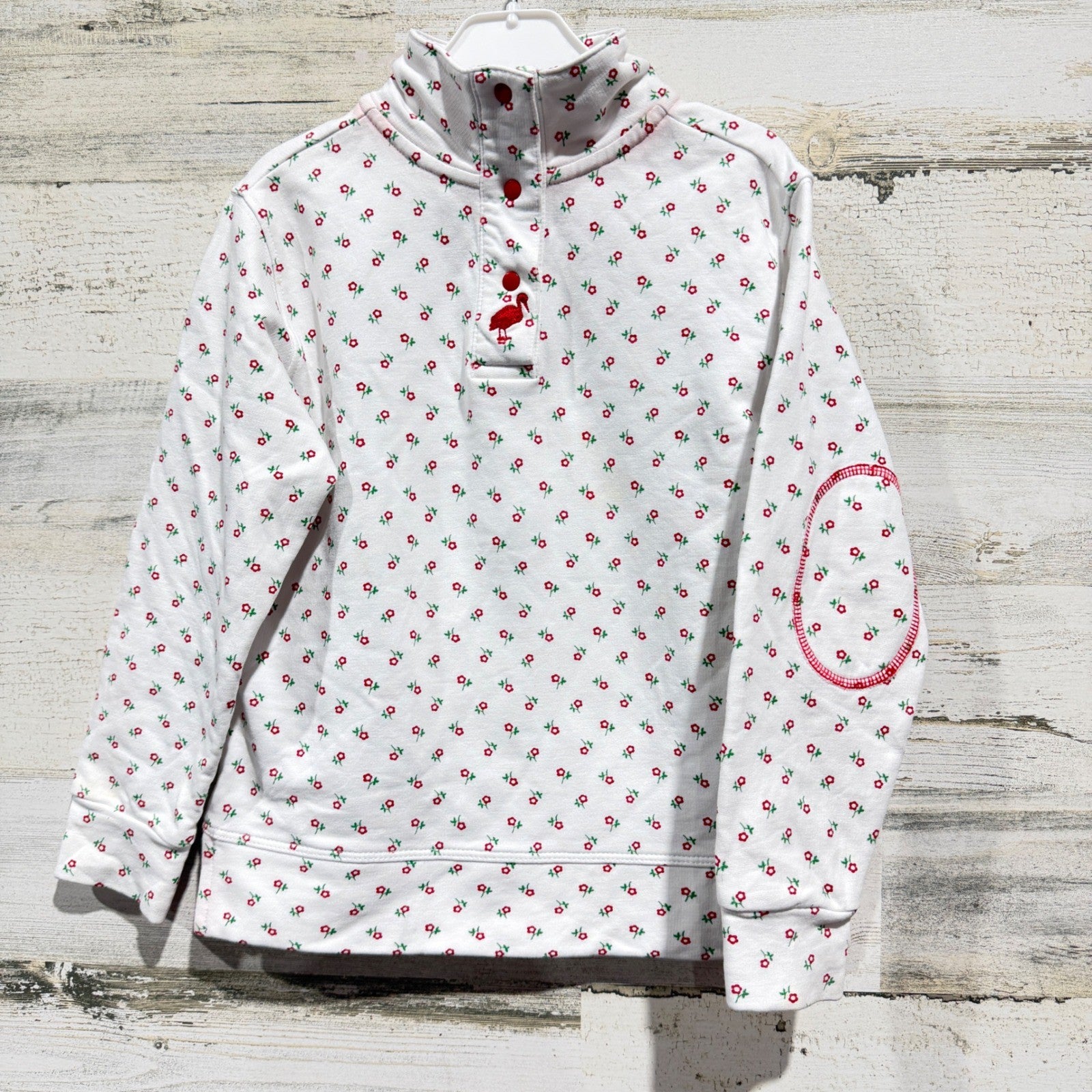 TBBC Pullover Girls 3T White Red Floral Preppy Play Condition *Flawed0