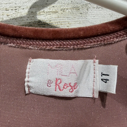Mila & Rose Velvet Long Sleeve Dress Girls 4T Spice Stretch Fall Holiday EUC1