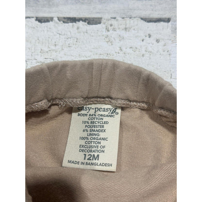 Easy Peasy Jogger Pants Boys 12M Tan Organic Cotton Cuffed Harem EUC1