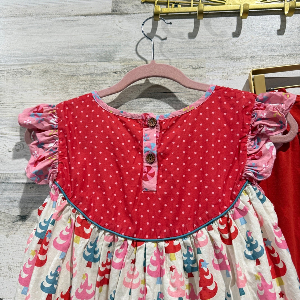 Matilda Jane Tunic Pants Set Girls 16Y Red Christmas Tree Ruffle Holiday EUC10