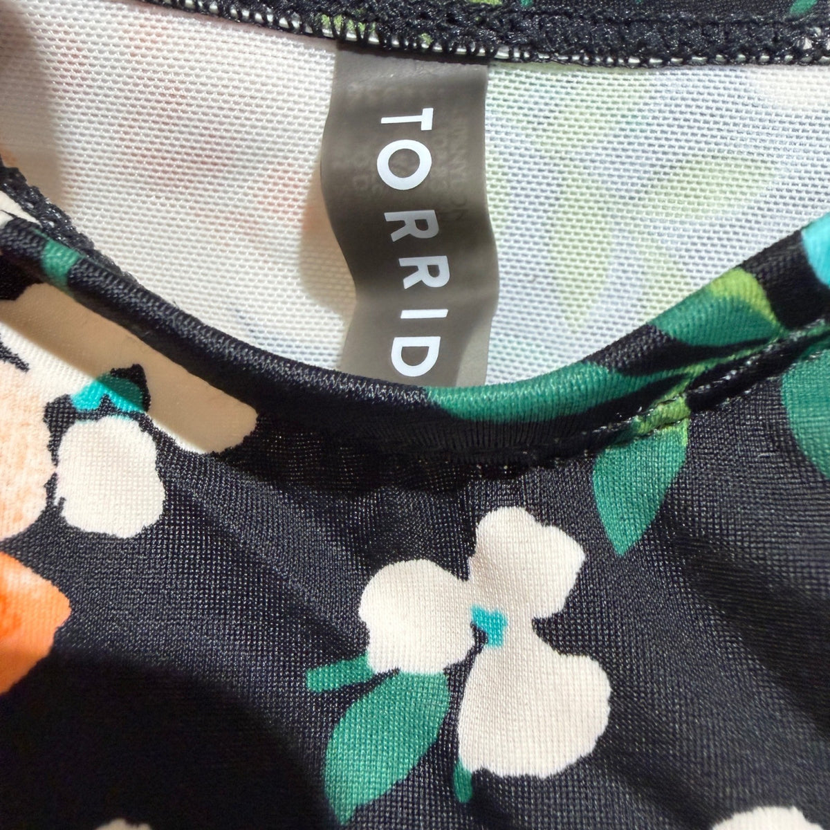 Torrid Ellie Floral Swimdress Women Size 1 Black Multi Nylon Spandex Modern NWT3