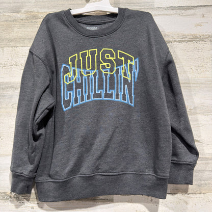 365 Kids Sweatshirt Boys 8 Gray Just Chillin Graphic Skater EUC0