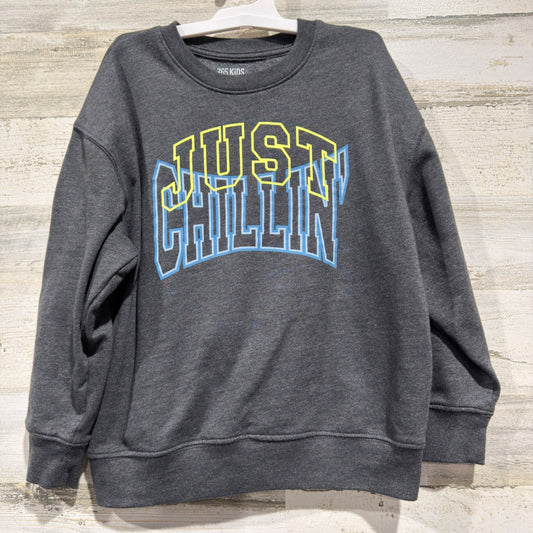 365 Kids Sweatshirt Boys 8 Gray Just Chillin Graphic Skater EUC0