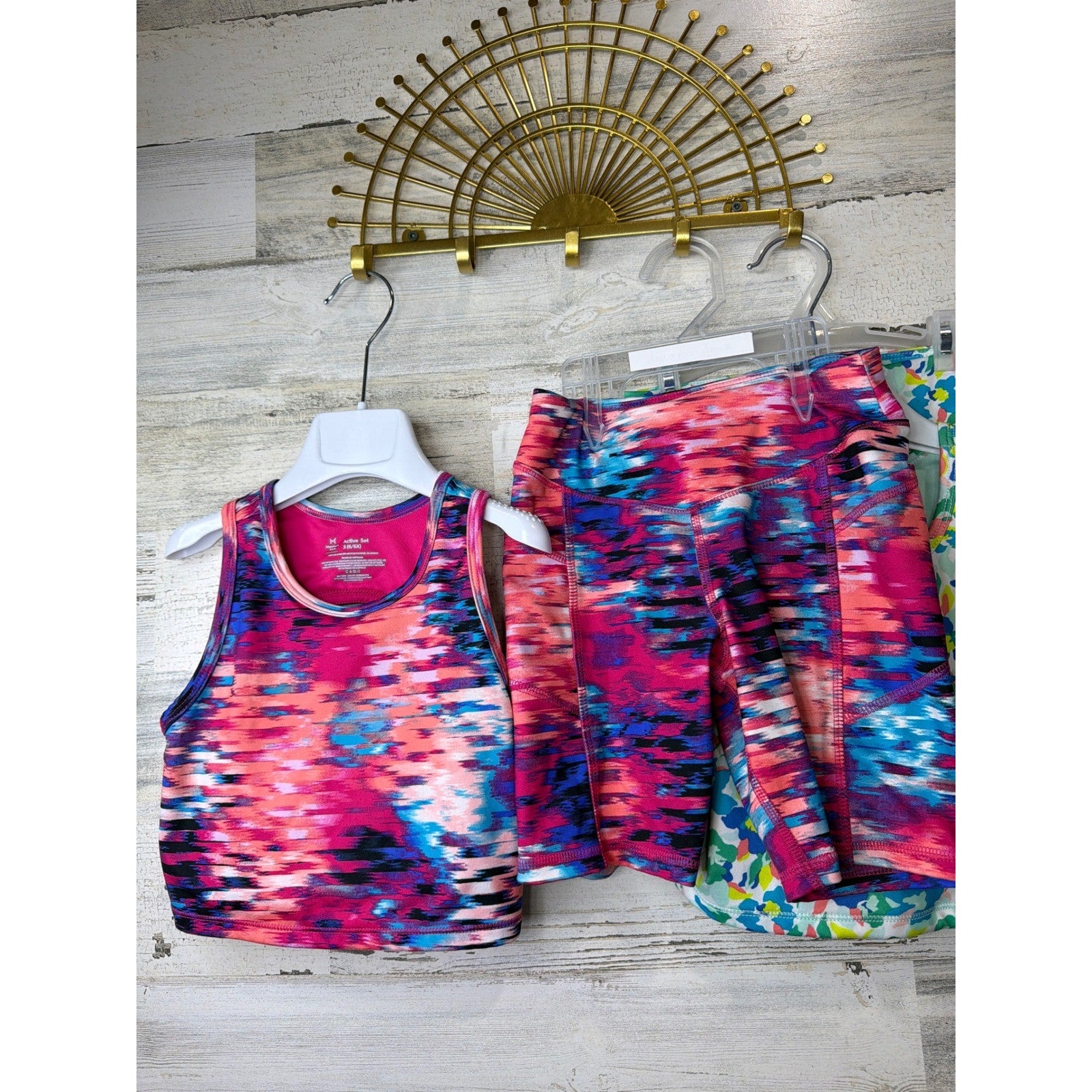 Member's Mark Active Set Bundle Girls Size 6/6X Colorful Floral Space Dye EUC1
