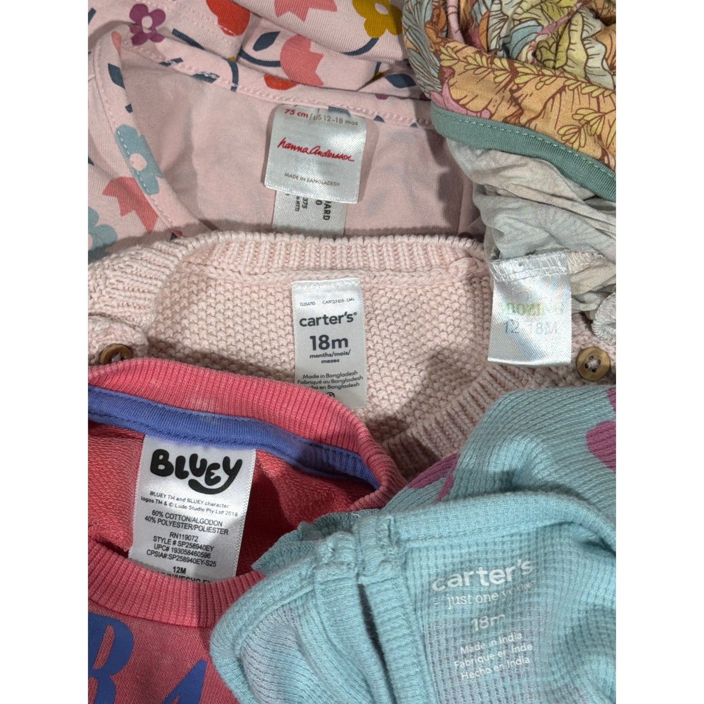 Hanna Andersson Bluey Carters Girls 12-18M Blue Pink Floral Bundle6