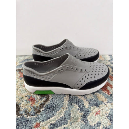 Native Jefferson Block Boys C13 Grey Black Slip On EVA Water Shoes EUC5