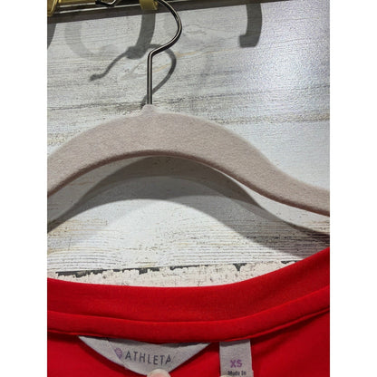 Athleta V-Neck Top Women XS Red Long Sleeve Seam Detail EUC1
