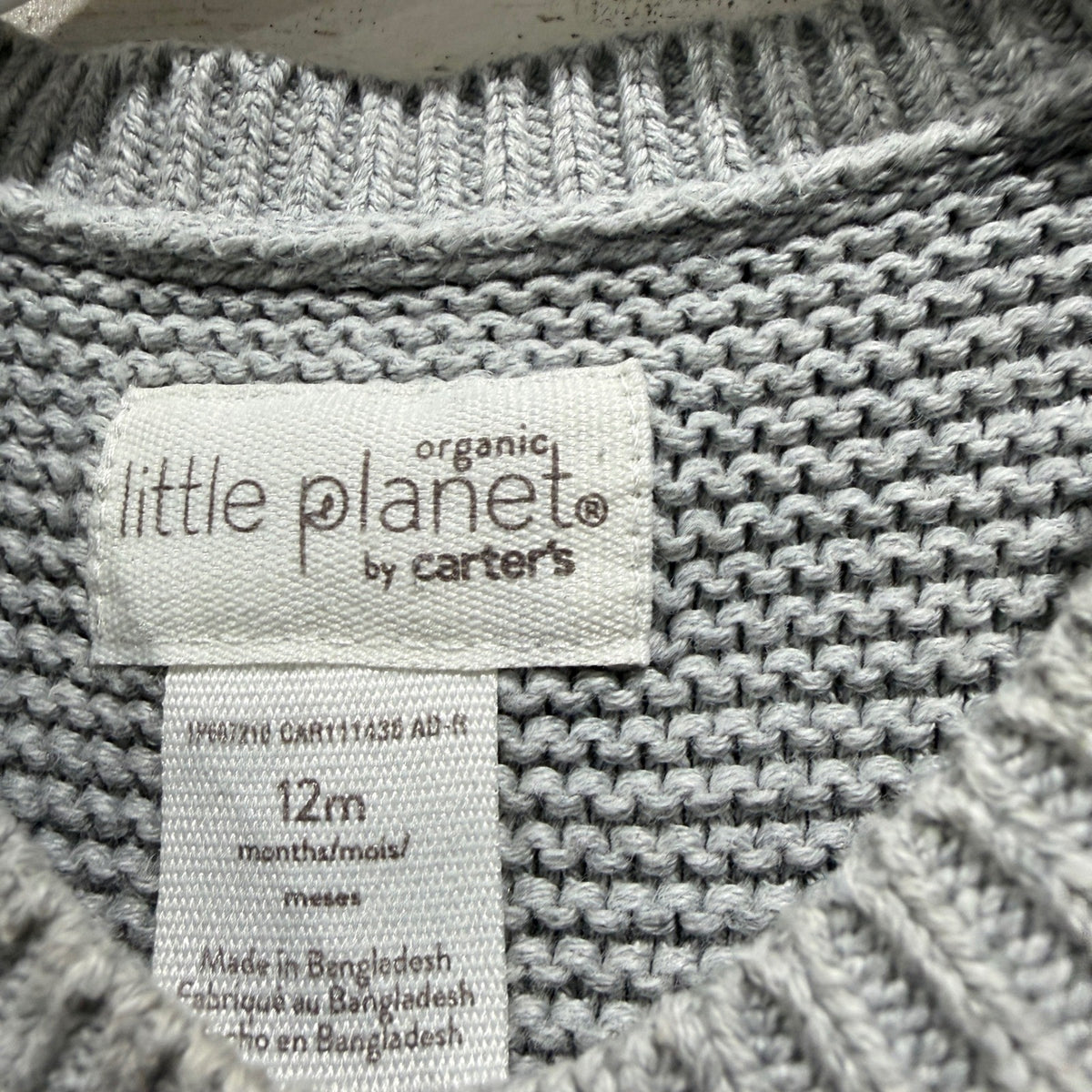 Little Planet Knit Jumpsuit Boys 12M Grey Organic Cotton Garter Stitch1