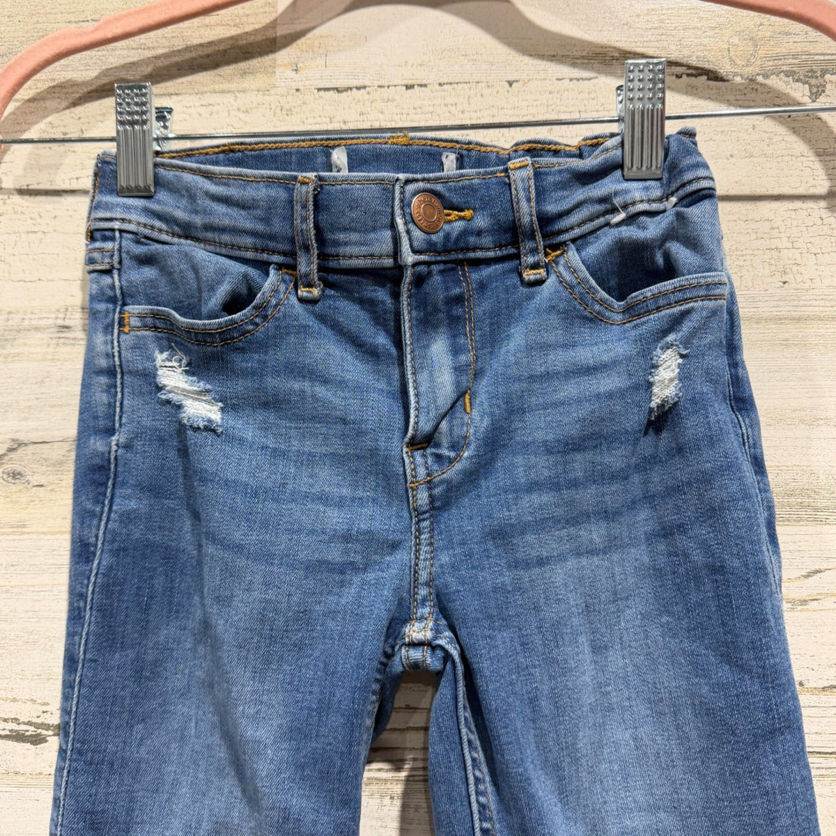 Abercrombie Skinny Jeans Girls 7/8 Blue Distressed Denim School GUC1