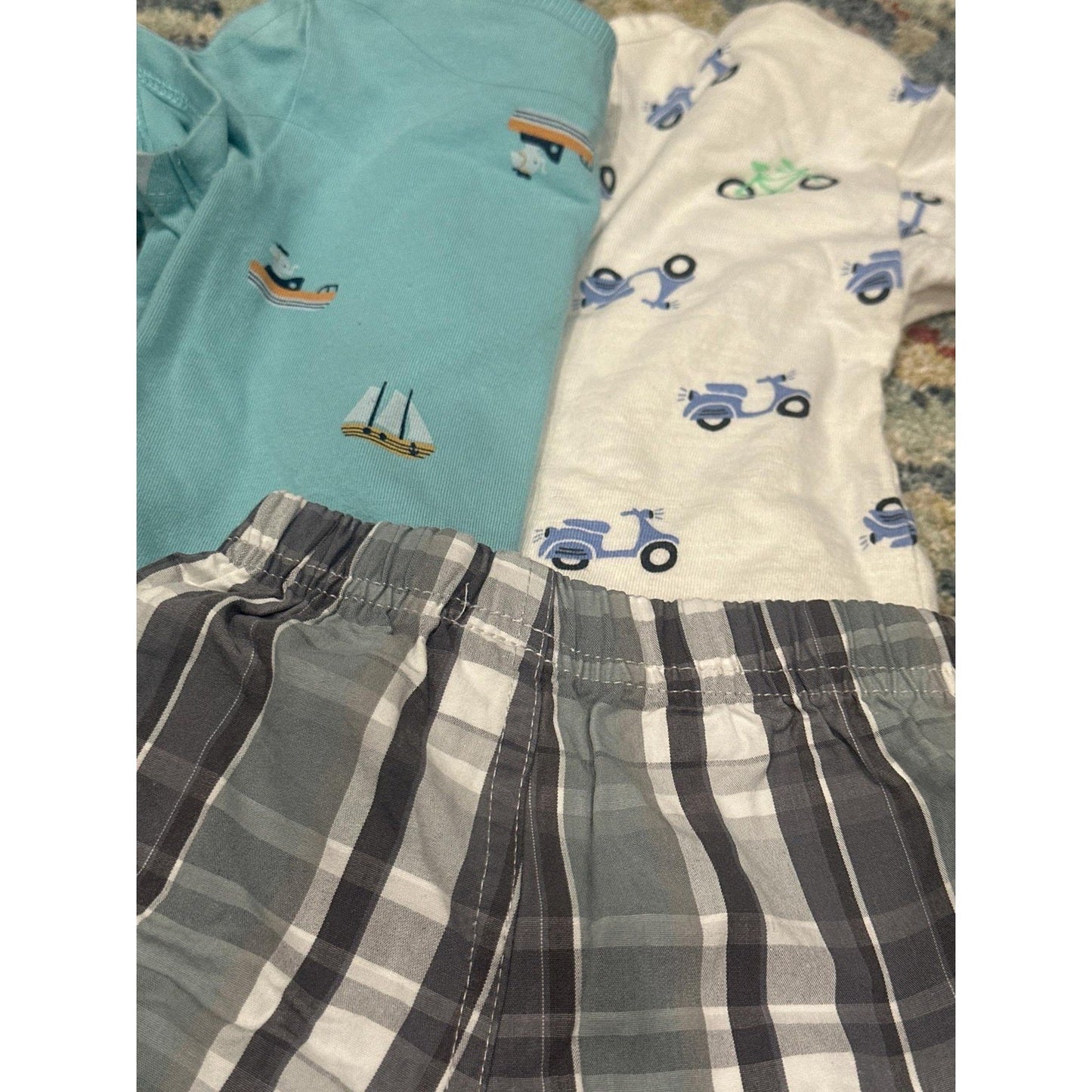 Carter's Cat & Jack Pekkle Shorts Shirt Set Boys 6-9M Blue Grey Plaid1