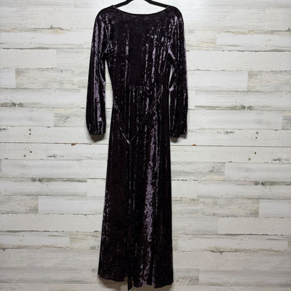 Gianni Bini Maxi Dress Womens M Purple Crushed Velvet Wrap V-Neck Whimsigoth EUC6