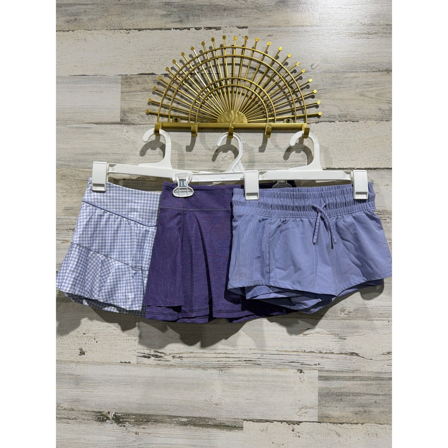 All In Motion Skorts Shorts Girls Small 6/7 Purple Blue Plaid Activewear EUC0