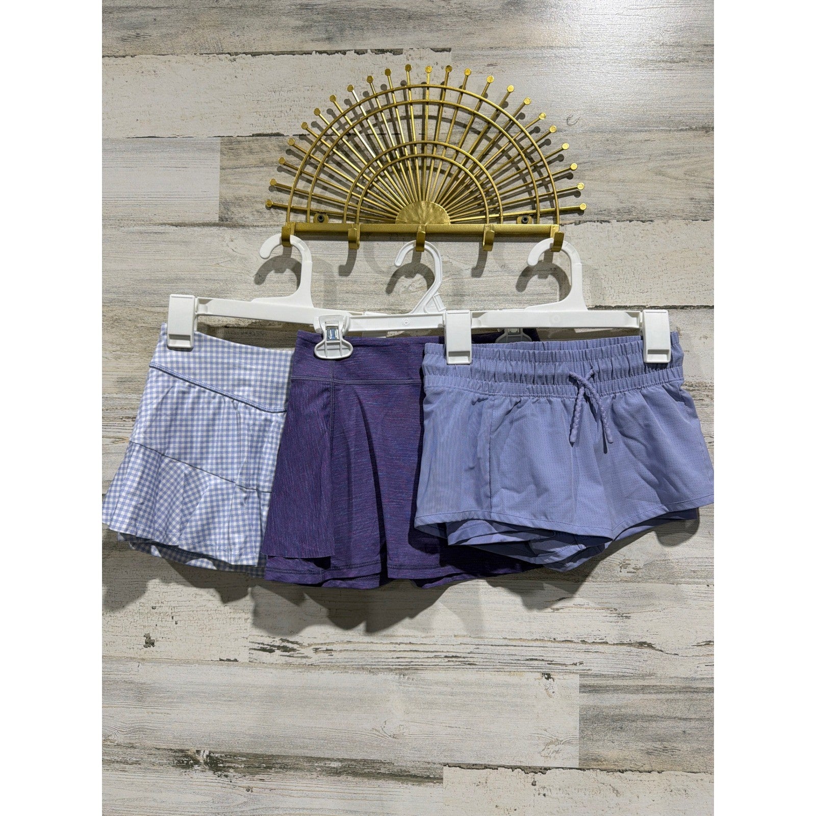 All In Motion Skorts Shorts Girls Small 6/7 Purple Blue Plaid Activewear EUC0