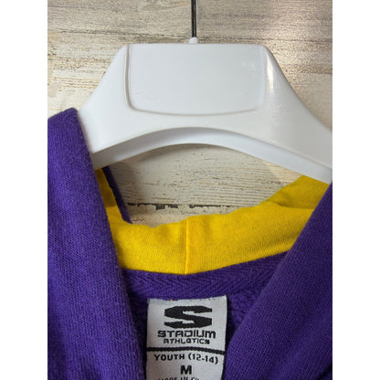 LSU Tigers Full Zip Hoodie Youth Medium 12-14 Purple Embroidered Gameday EUC2
