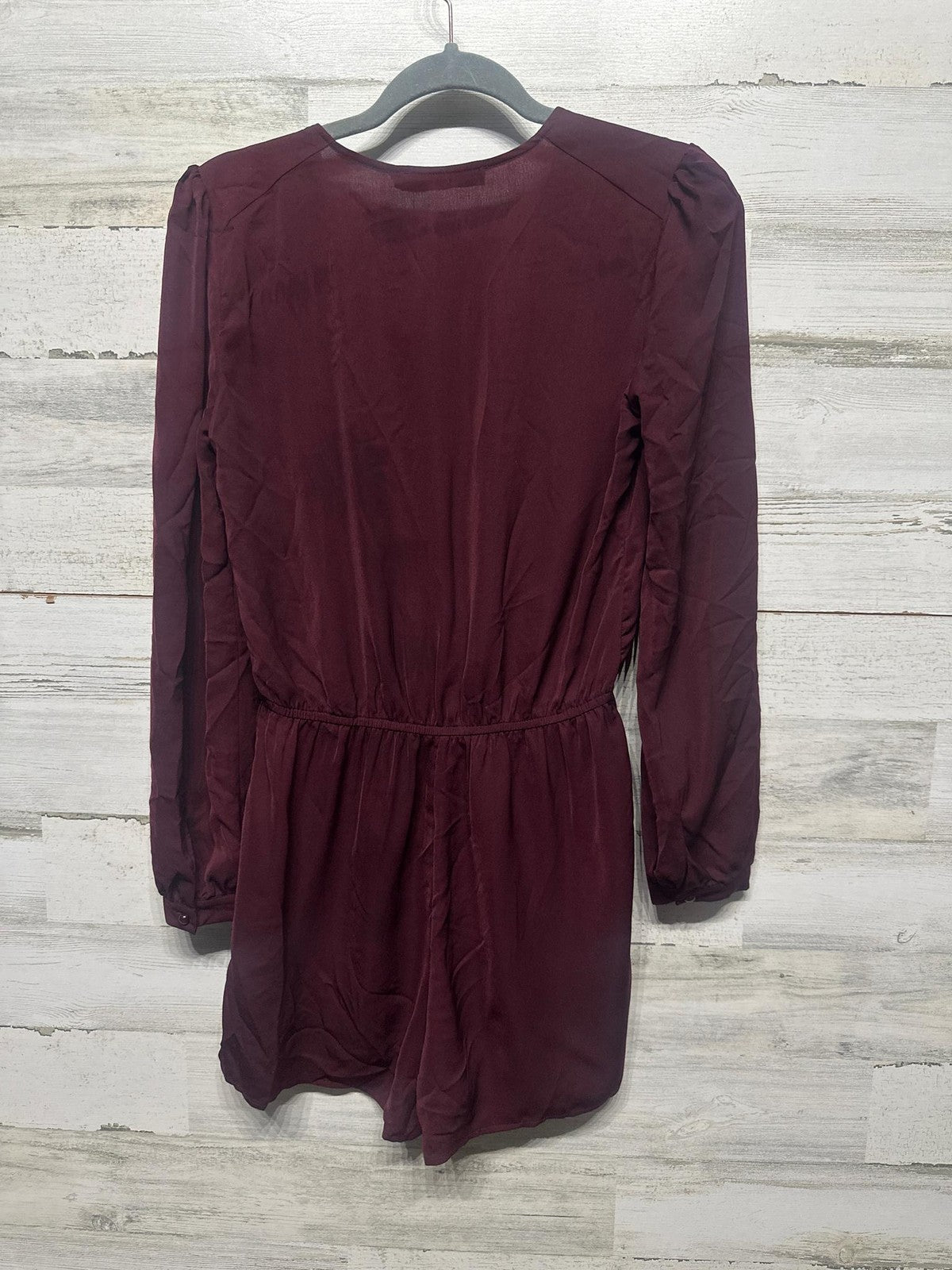 Ark & Co. Romper Women Small Burgundy Long Sleeve V-Neck Surplice NWT1