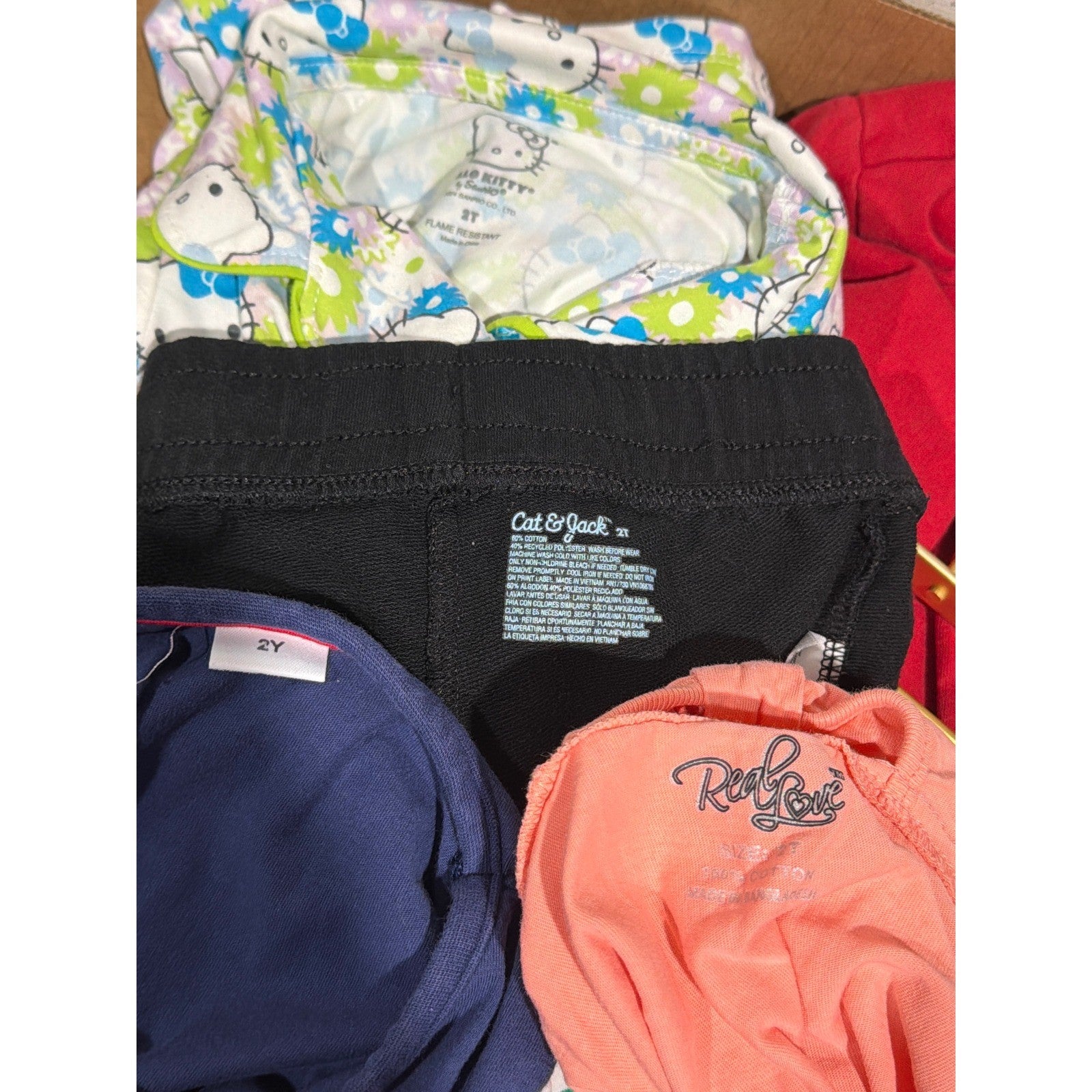 Hello Kitty Cat & Jack Girls 2T Pink Navy Bundle Pajamas Dress Shorts EUC6
