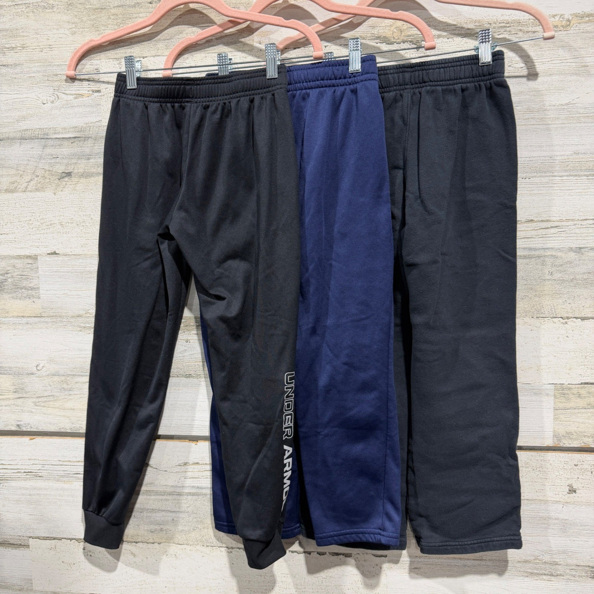 Under Armour Rival Fleece Joggers Pants Bundle Boys Small Black Navy Grey Bundle2