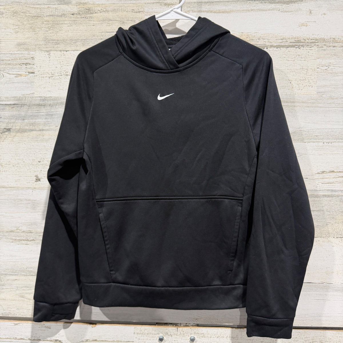 Nike Therma-FIT Hoodie Boys Large Black Pullover Swoosh Athletic EUC0