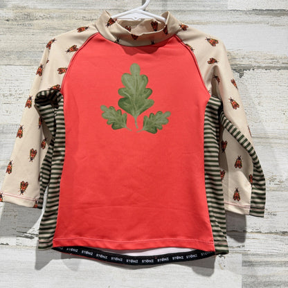 Stonz Sun Shirt Kids 2T Coral Forest Trail Beetle Print Rash Guard NWT0