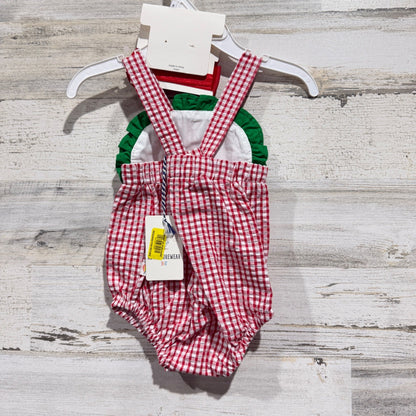 Adventurewear Class Club Bubble Romper Girls 6M Red Watermelon Gingham NWT2