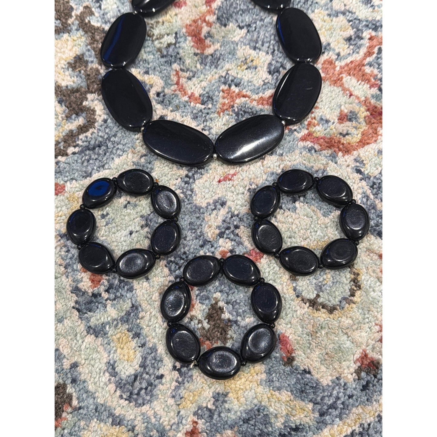 Jewelry Set Women OS Black Oval Chunky Bead Mod2