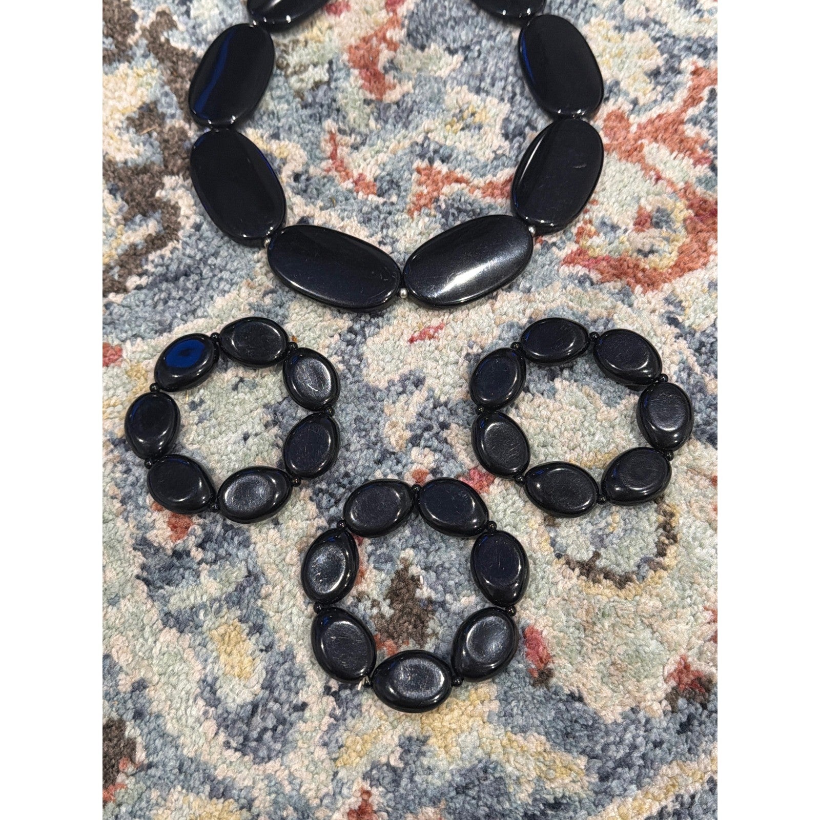 Jewelry Set Women OS Black Oval Chunky Bead Mod2
