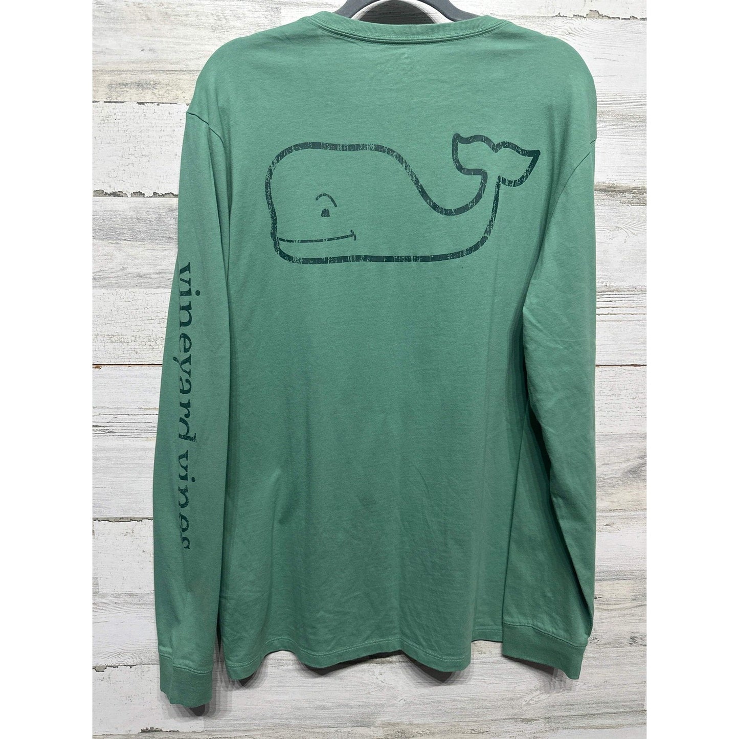 Vineyard Vines Long Sleeve T-Shirt Men Medium Green Pocket Graphic EUC3