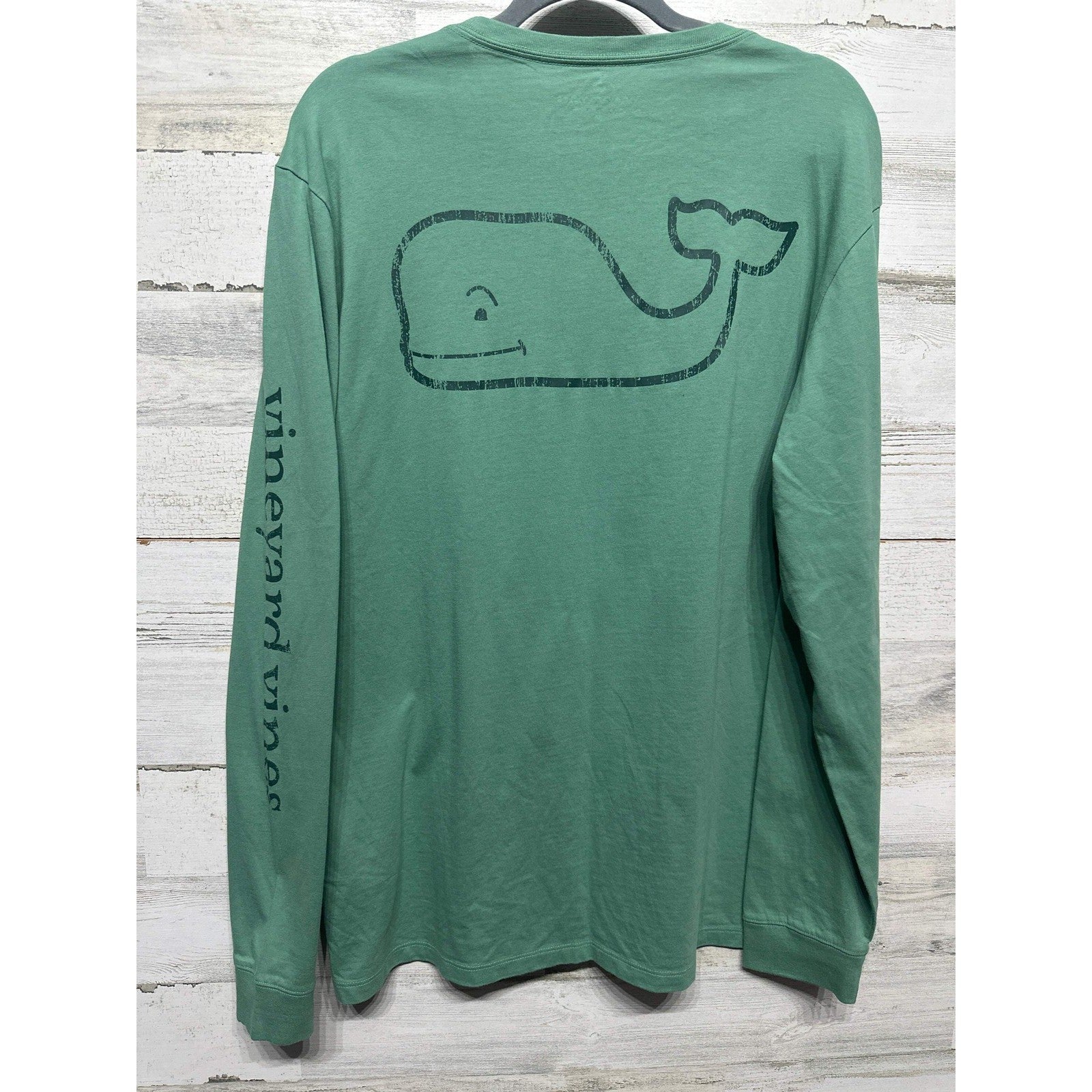 Vineyard Vines Long Sleeve T-Shirt Men Medium Green Pocket Graphic EUC3