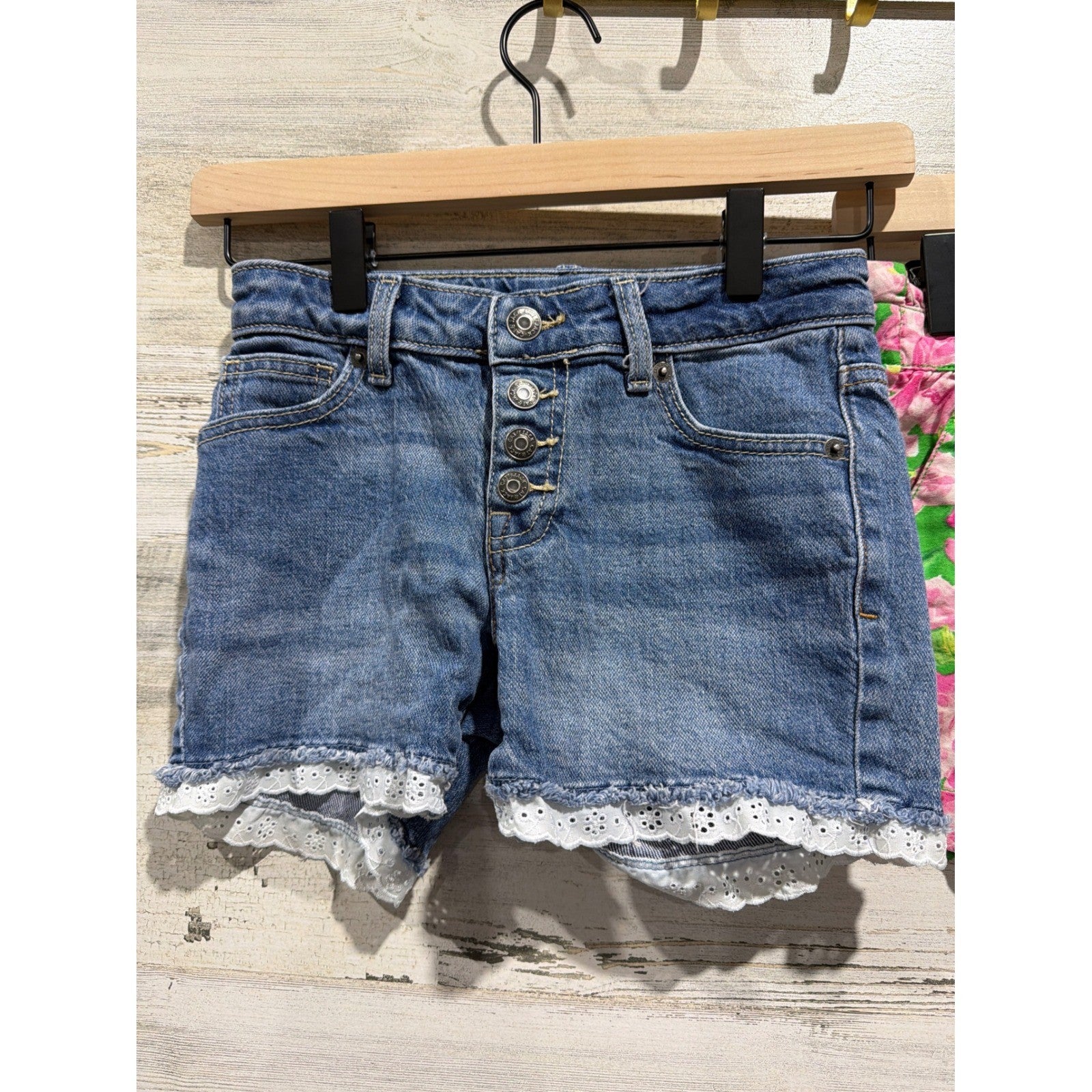 Janie and Jack Cat & Jack Girls 7/8 Shorts Bundle Athletic Pink Black Denim EUC4
