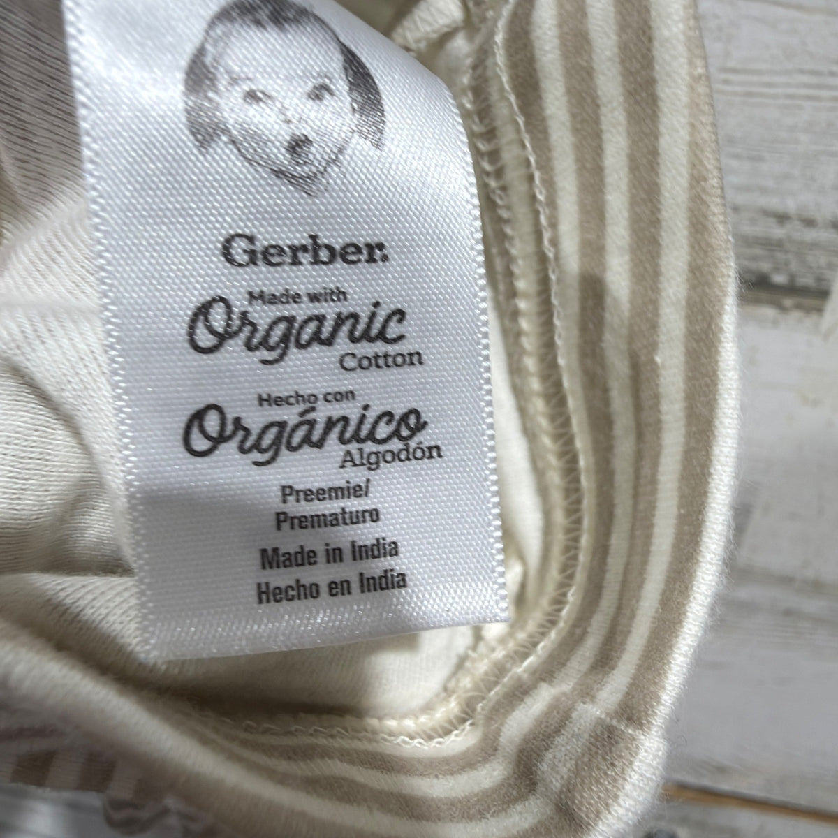 H&M Gerber Bodysuit Hoodie Pants Set Preemie NB Gray Tan Striped Organic Cotton5
