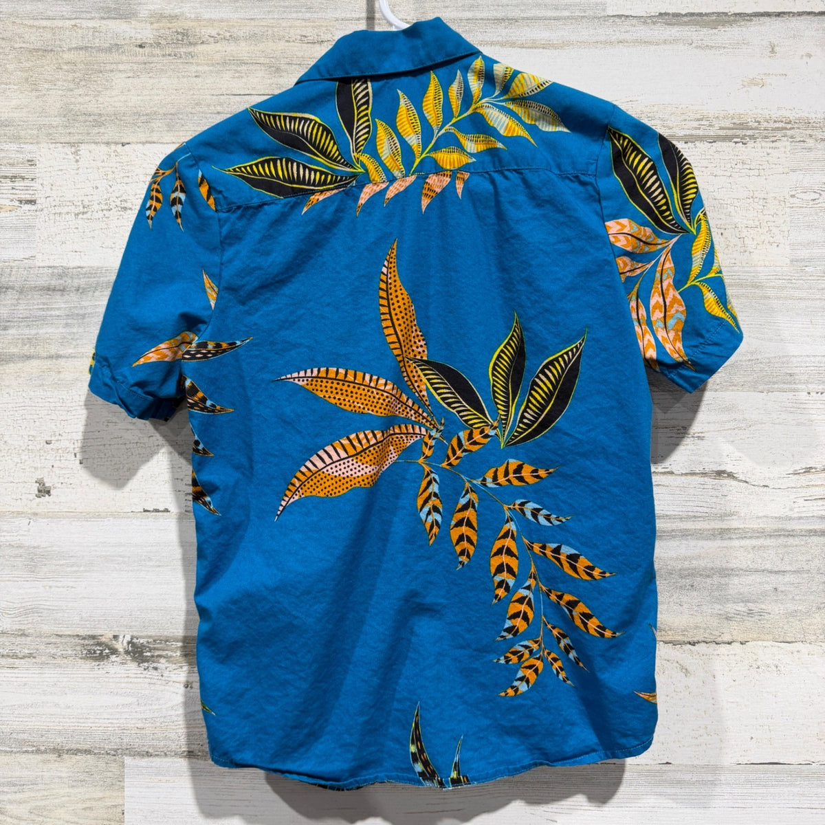 Volcom Button Down Boys S Blue Floral Tropical Cotton Viscose Surf EUC3