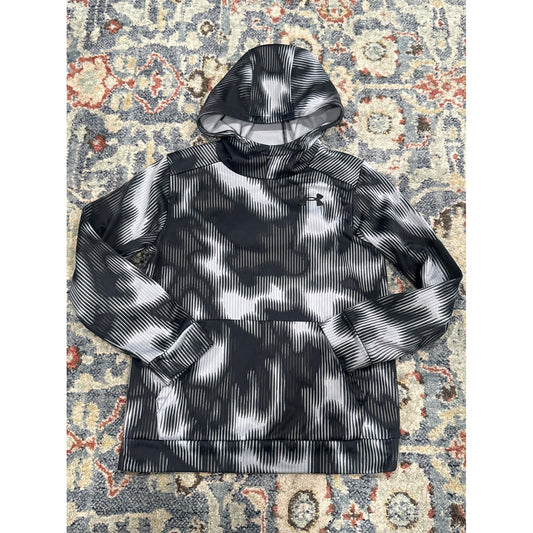 Under Armour Hoodie Boys Youth Medium Black White Glitch Pattern *Flawed*0