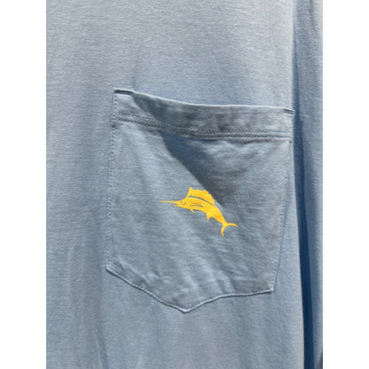 Tommy Bahama Pocket T-Shirt Mens 2XLB Blue Marlin Logo Coastal EUC2