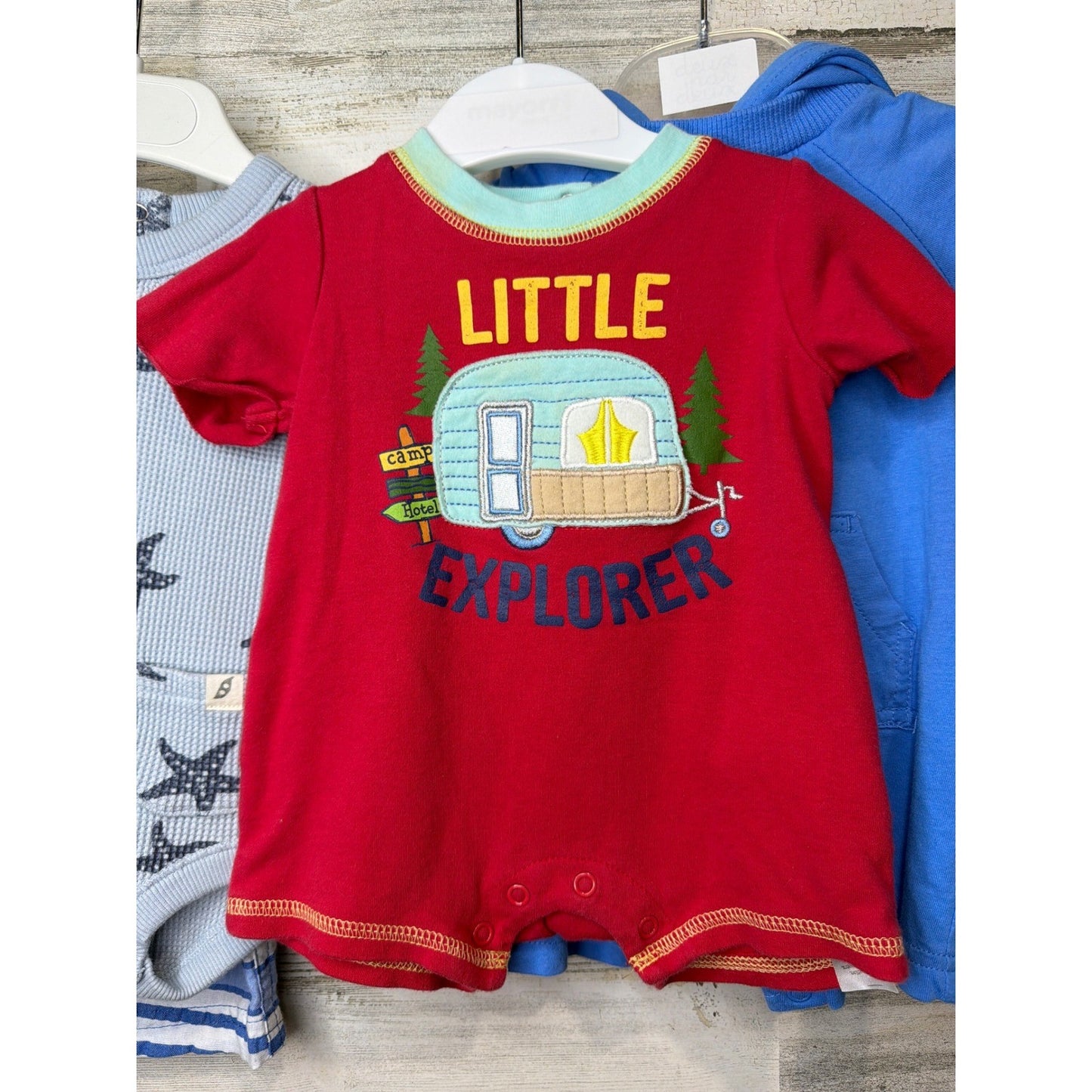 Romper Bundle Boys 0-3M 3M Blue Red Fish Star Nautical Vacay Resort Camp2