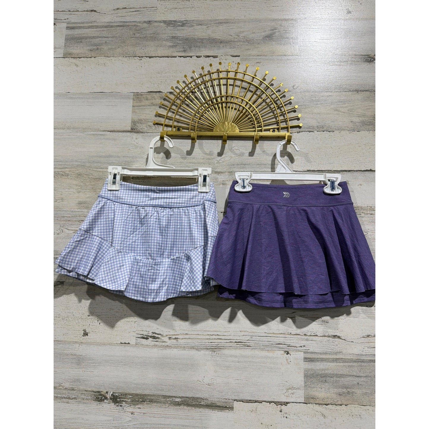 All In Motion Skorts Shorts Girls Small 6/7 Purple Blue Plaid Activewear EUC4