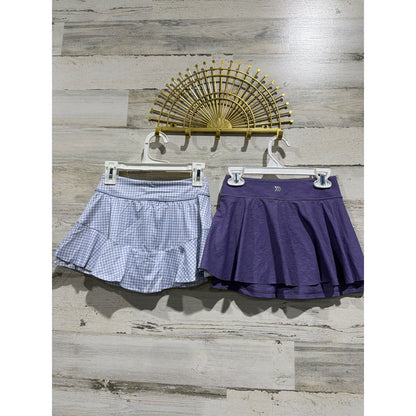 All In Motion Skorts Shorts Girls Small 6/7 Purple Blue Plaid Activewear EUC4
