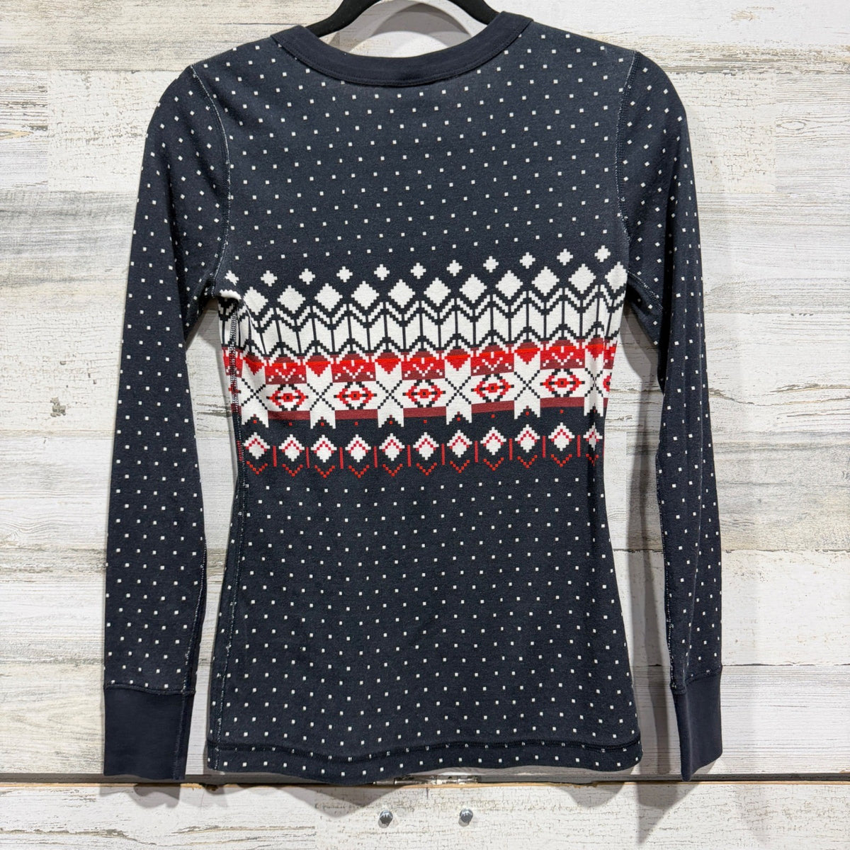 Hanna Andersson Fair Isle Top Women XS Black Organic Cotton Nordic EUC3