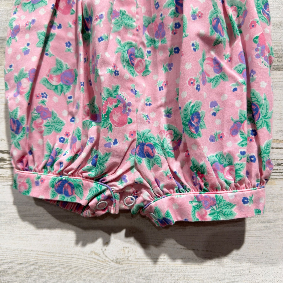 Allison Ann Romper Girls 6-9M Pink Floral Smocked Peter Pan Collar Vintage EUC3