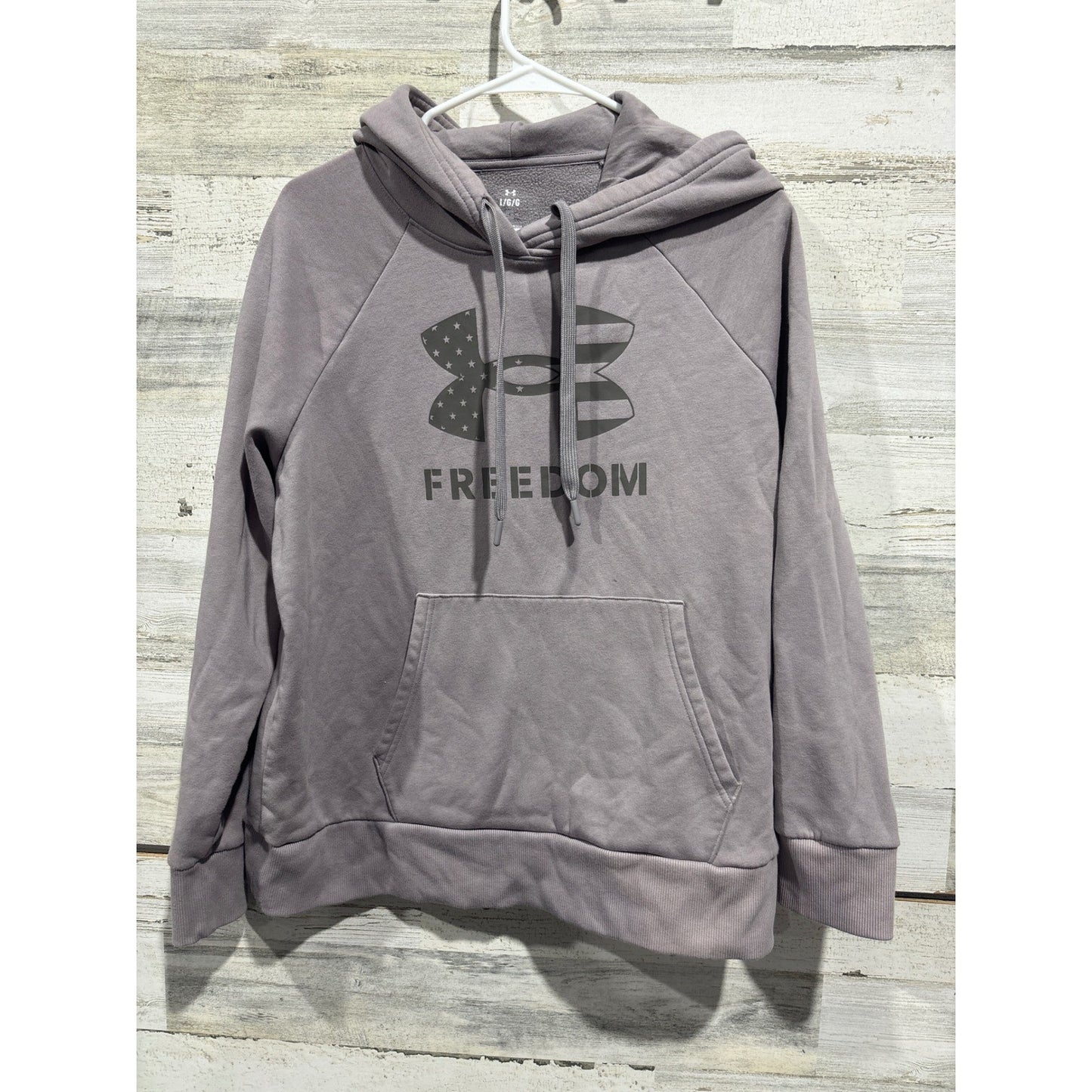 Under Armour Hoodie Men Large Gray Freedom Flag Graphic Fleece0